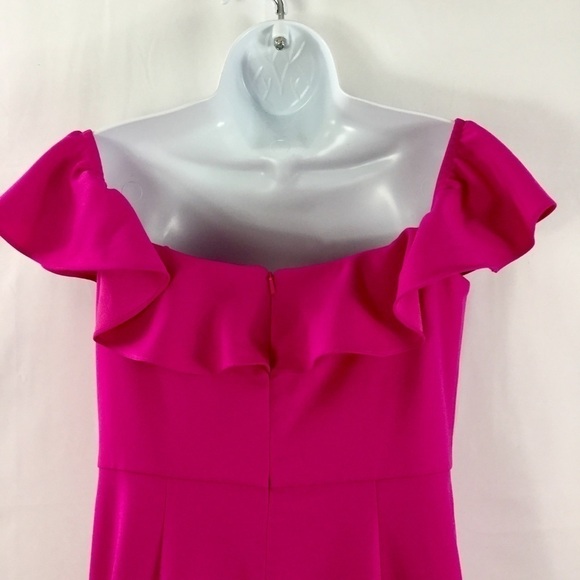 JAYGODFREY Pink Ruffle Off-the-Shoulder Jumpsuit Size 4 - Picture 5 of 8